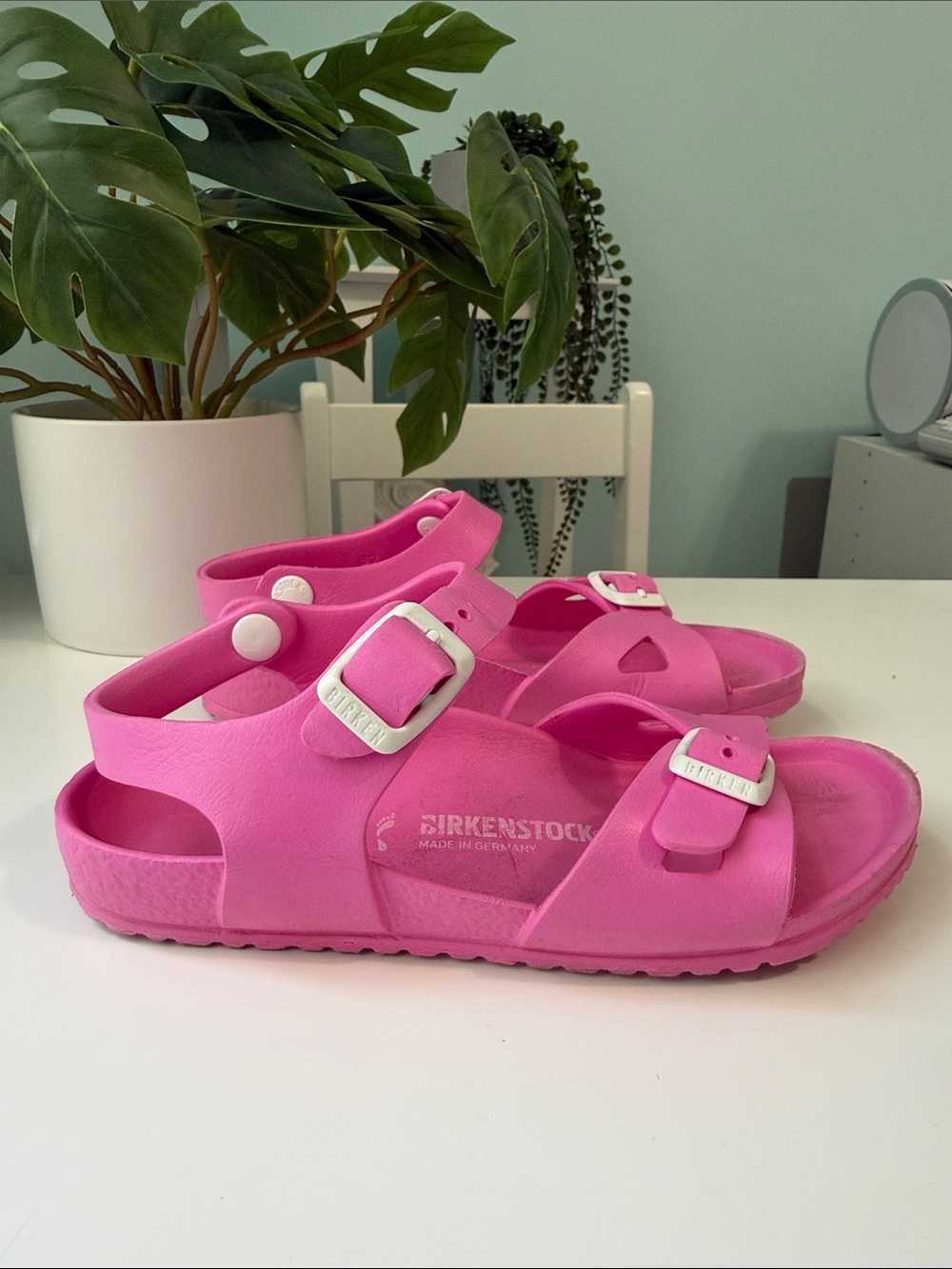 Birkenstock Milano Essentials - Kids Hot Pink EVA Buckle Sandals